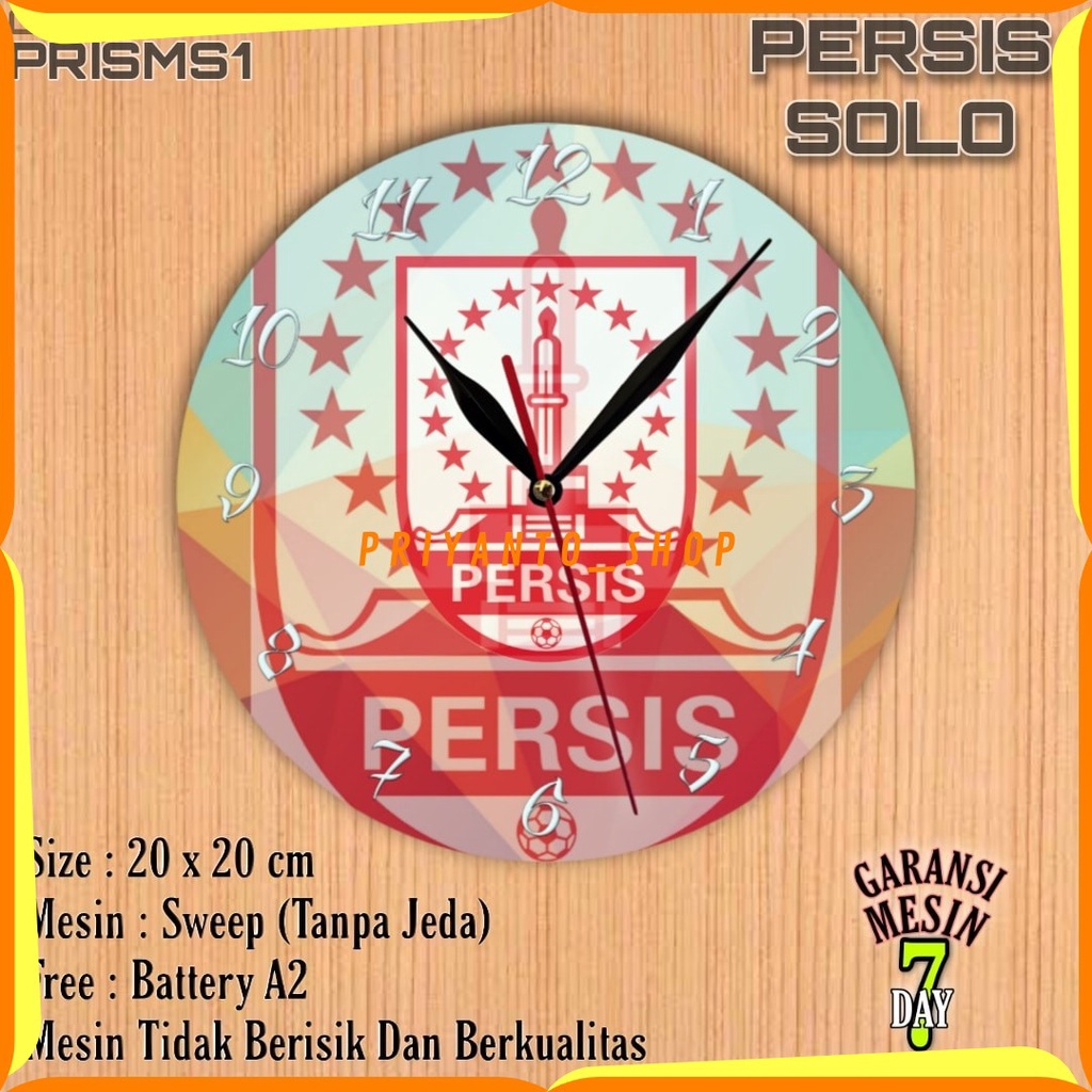 Jam Dinding Team Club Klub Sepakbola PERSIS SOLO Mesin Halus Bonus Baterai