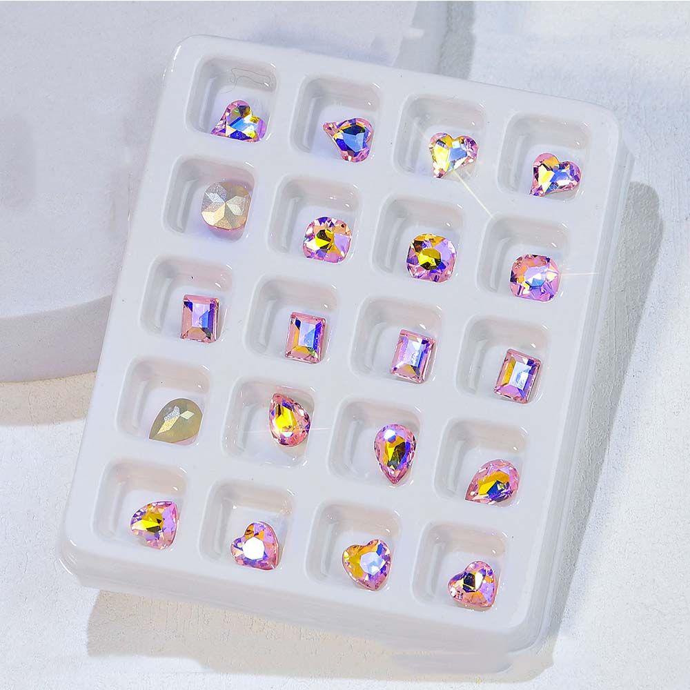 Mxbeauty 3D Perhiasan Nail Art Manis Mengkilap Gaya Jepang Runcing Bawah Permata Transparan Nail Art Dekorasi Hiasan Kuku Set Bentuk Tidak Teratur Pesona Kuku