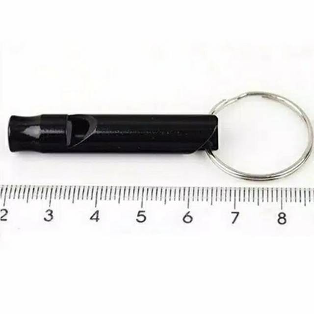 Gantungan Kunci Peluit Survival Whistle Emergency Camping Alumunium - Hitam