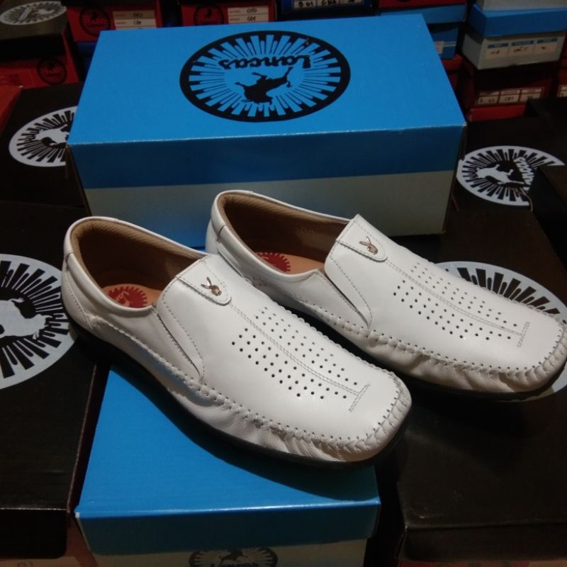 Sepatu lancas Casual Pria Putih Kulit asli Santai