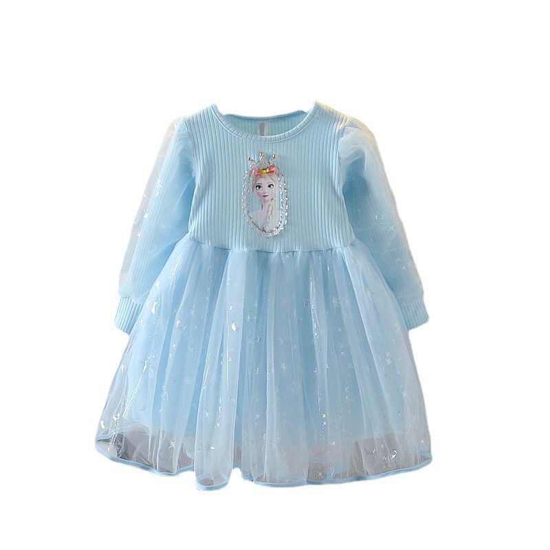 (LOLI-JKT) BD-116 DRESS FROZEN ELSA MAHKOTA 100-140