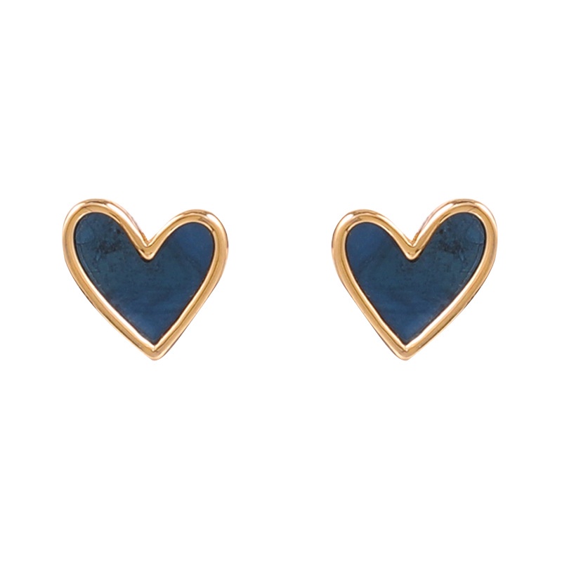 Biru berbentuk Hati klip telinga tanpa tindik wanita desain anting-anting temperamen telinga studs B