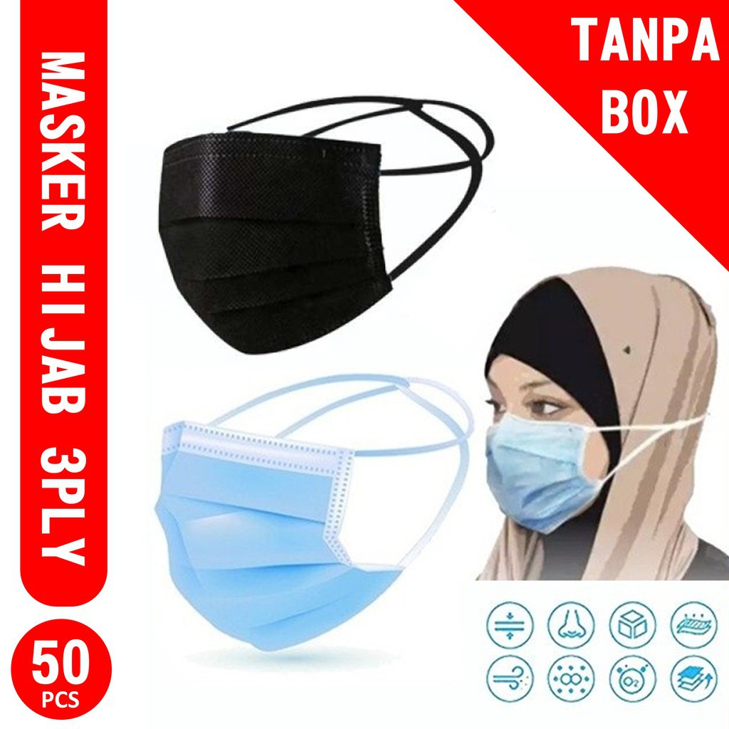 INDOMINI R458 MASKER 3PLY ISI 50PCS MASK EARLOOP MASKER HIJAB FACE HEADLOOP PELINDUNG ANTI BAKTERI