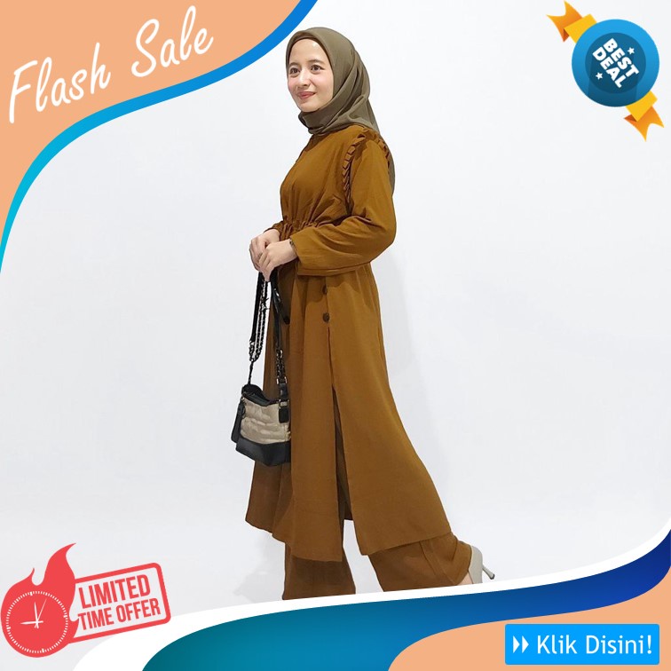 Ahlami- Lupna Series Setelan Celana Tunik Premium Baju Tunik Kulot Crincle Premium