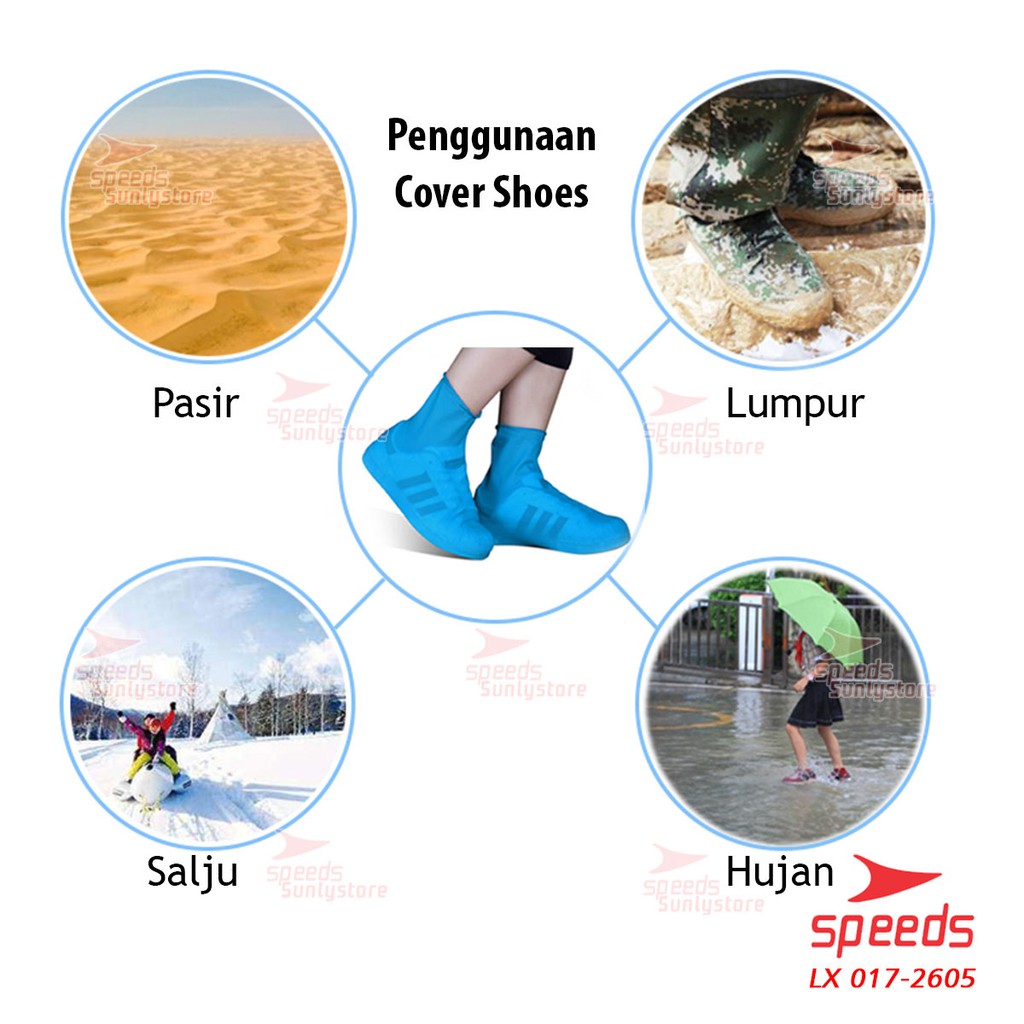 Cover Shoes Cover Sepatu Karet Pelindung Sepatu Anti Air Hujan Funcover Speeds 017-2605-6