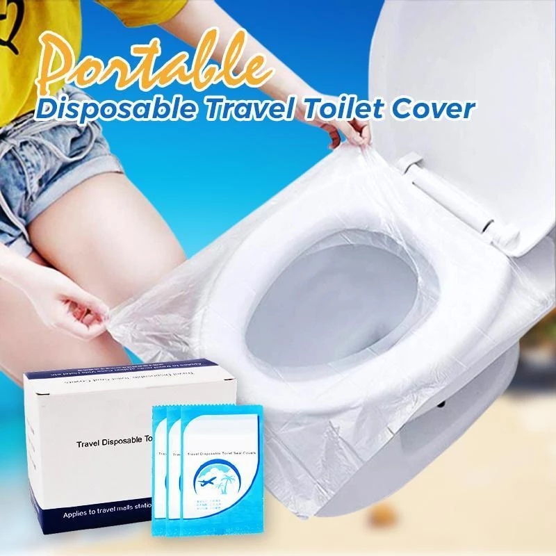 1pc Cover Dudukan Toilet Portable Sekali Pakai Bahan Plastik Pe Anti Air Untuk Travel / Camping