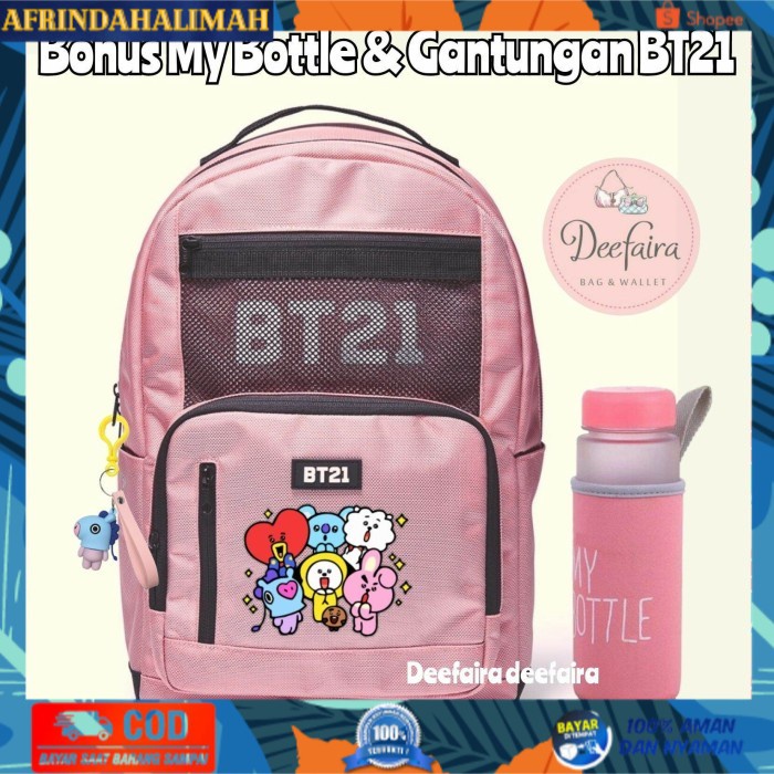 

[TERBARU] Tas Sekolah Anak Tas Backpack Tas Ransel TK SD Set My Bottle Boneka - Merah Muda