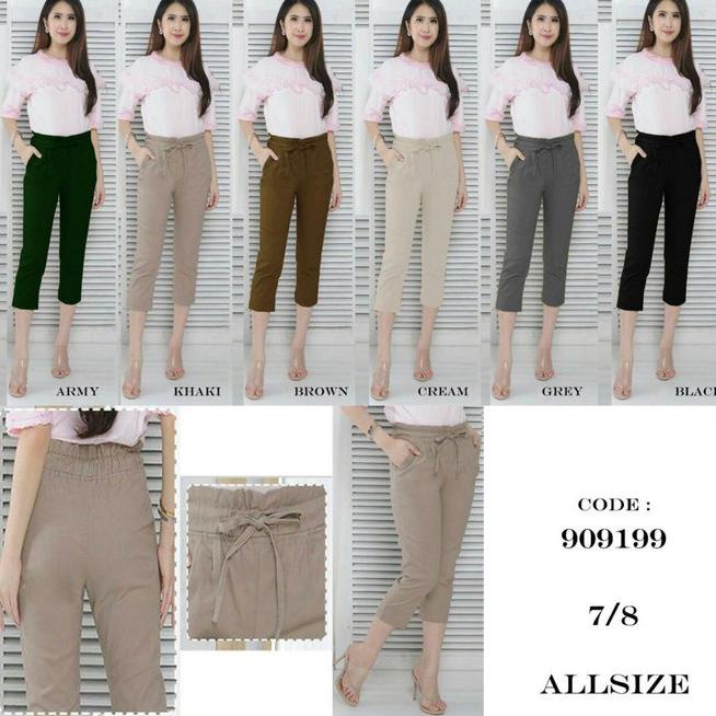 celana 7/8 wanita/celana santai/celana chino 7/8 - Hitam