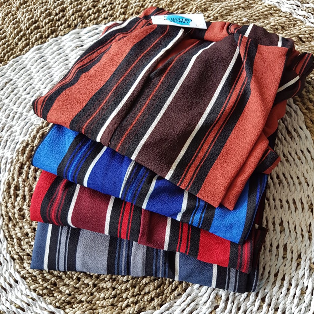 [COD] KULOT SALUR PELANGI premium / kulot crepe panjang murah!! salur dua warna two tone