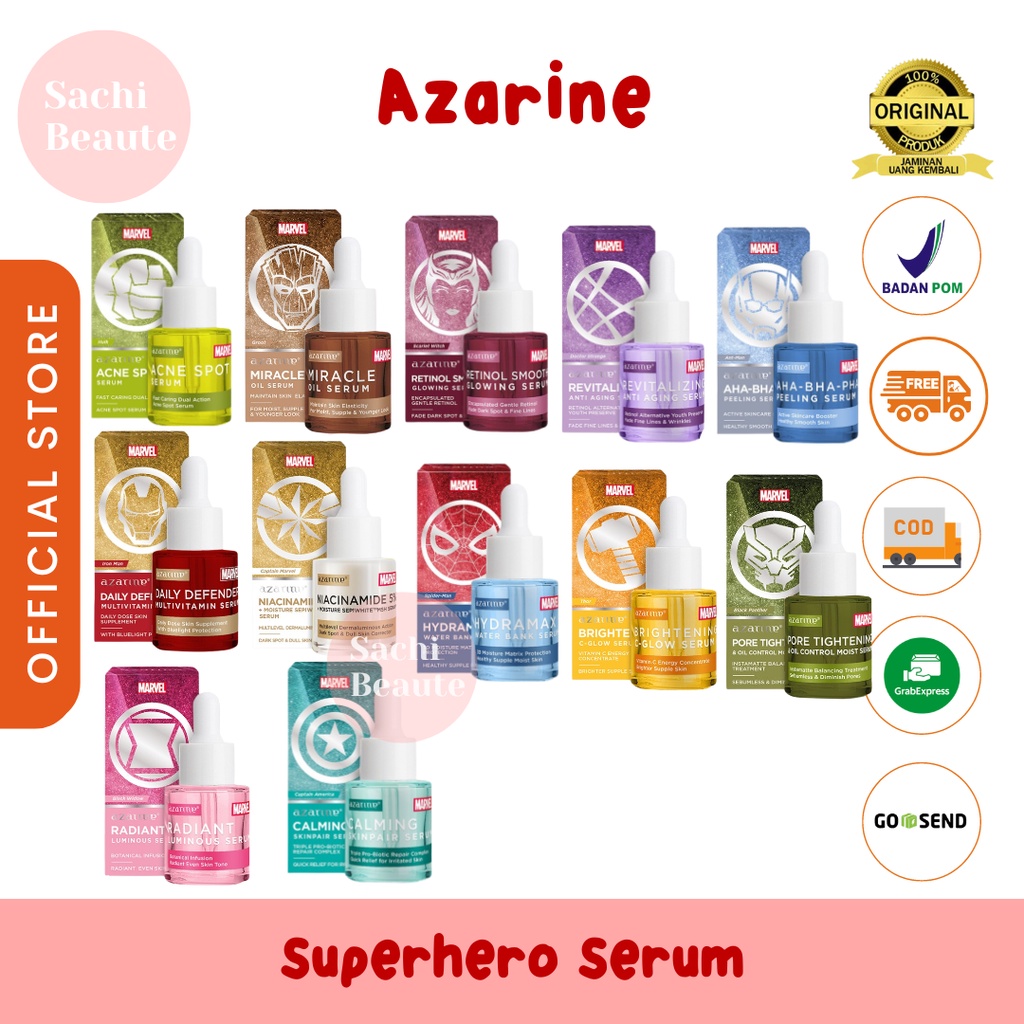 Azarine Superhero Serum Marvel Edition SERIES 20ml | Brightening - Hydration - Anti Aging - Acne Series