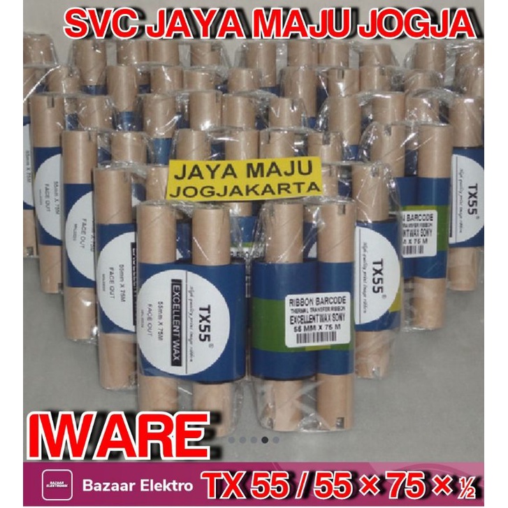 [ IWARE ]  TX55  55 MM  X  75 M  SONY  EXCELLENCE WAX - FACE OUT  ||  CORE  ½" - DOUBLE CORE COAK  |
