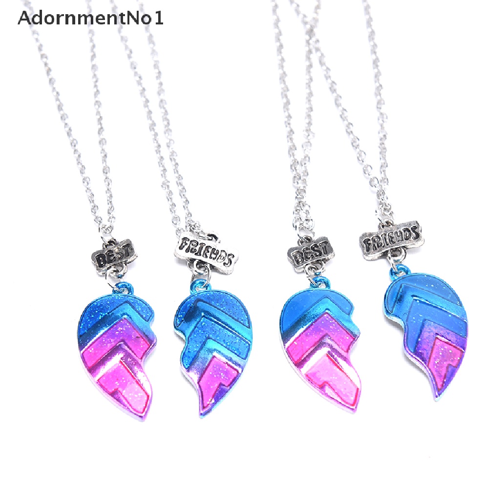 (AdornmentNo1) 2pcs Kalung Rantai Dengan Liontin Hati Motif Tulisan Best Friend Untuk Pasangan / Pria / Wanita