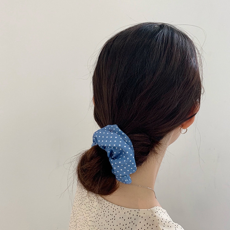 Ikat Rambut Korea Wanita Scrunchie Scrunchies Bunga Polkadot Kotak Aksesoris Gelang Karet (Kimiko)