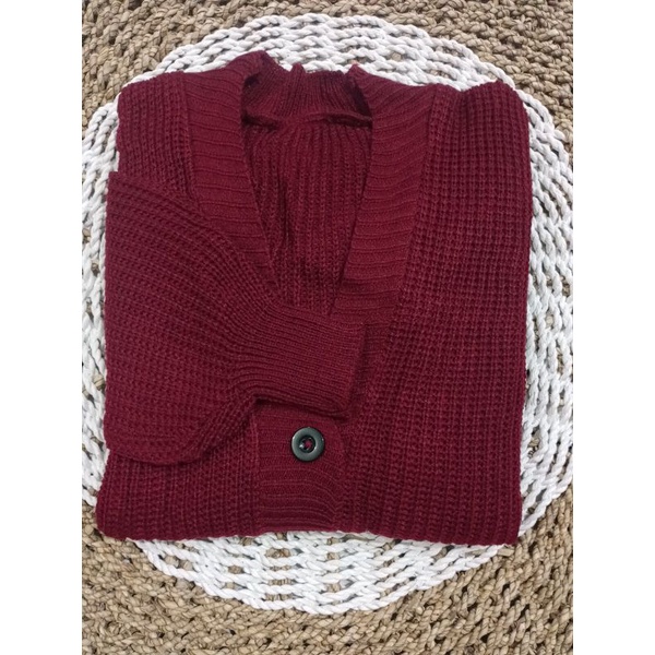Outer Rajut GRB Premium (7GET) Cardigan Crop/Basic Cardy Allsize-MAROON