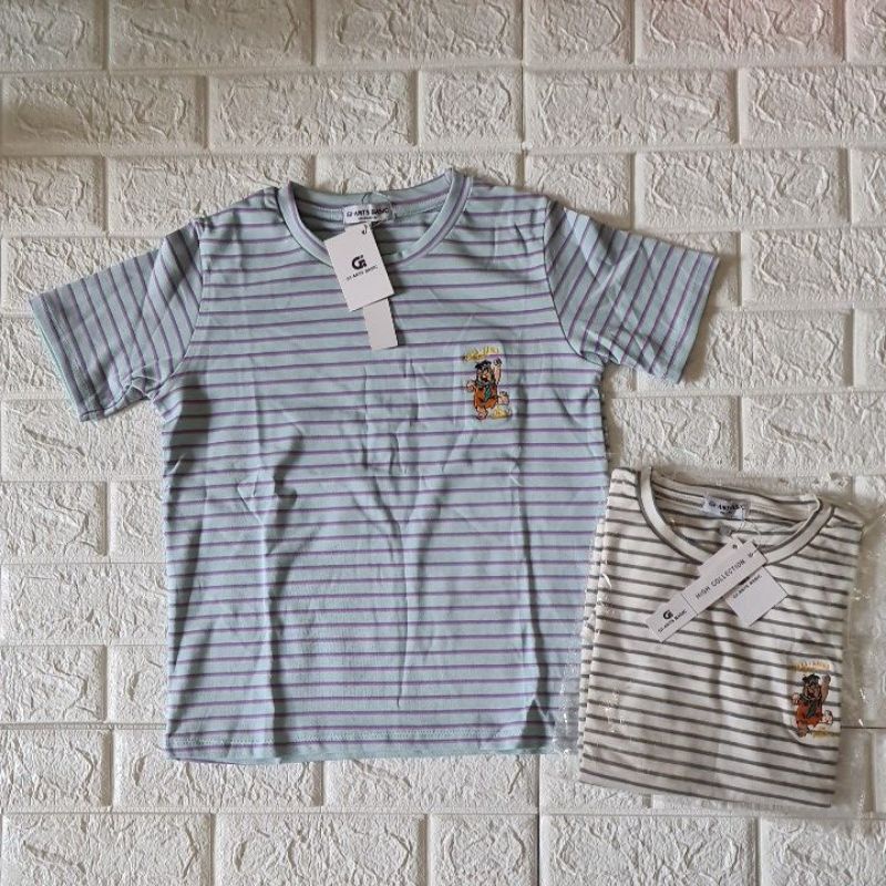 Atasan/Kaos wanita import Giant basic New garis2 flinstone bahan semi rajut