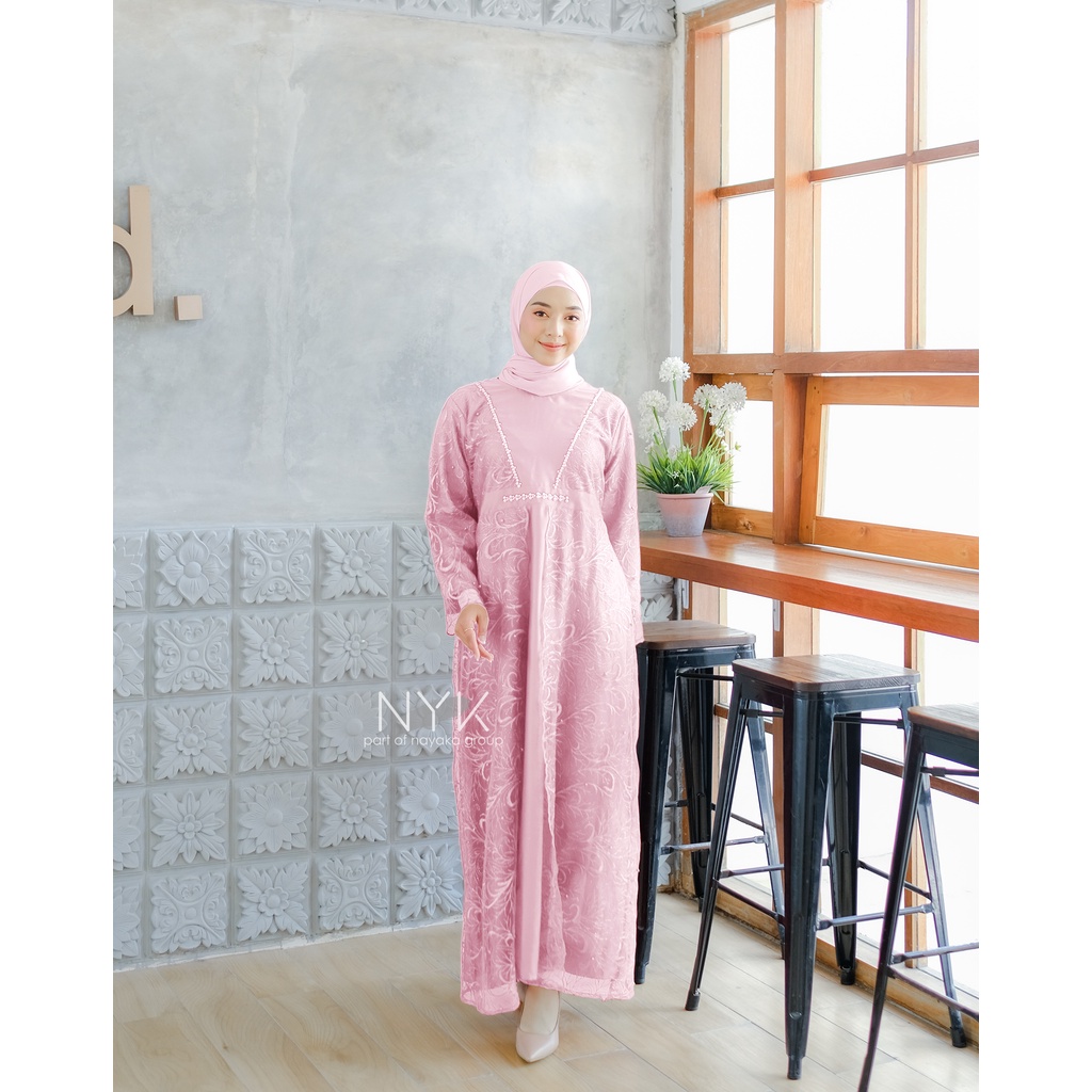 (BISA COD - TERMURAH - SPESIAL LEBARAN) GAMIS MUSLIM KEKINIAN DRESS LISA - MAXI DRESS PESTA TERBARU - GAMIS BROKAT TILLE MUTIARA MIX PAYET PREMIUM
