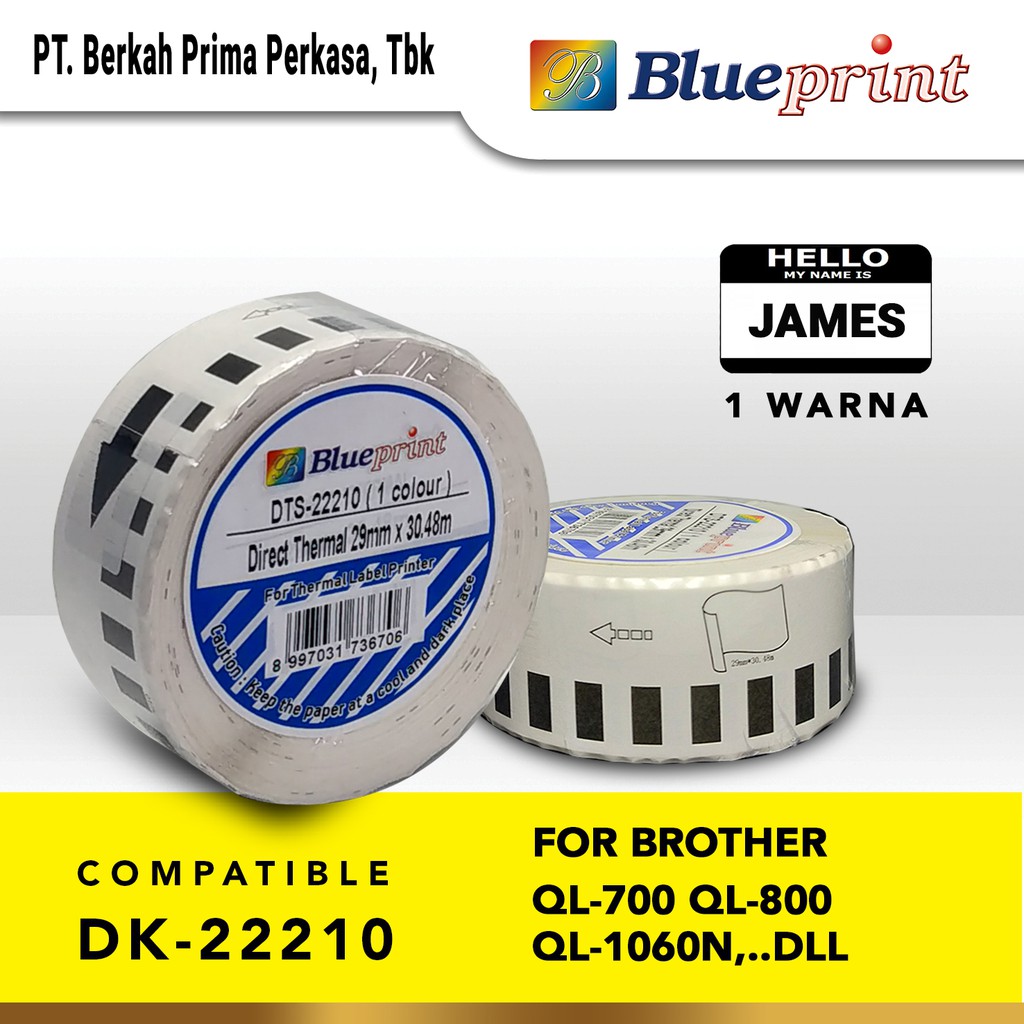 

Label Barcode 22210 BLUEPRINT 29x30m Continuous stiker Roll Brother