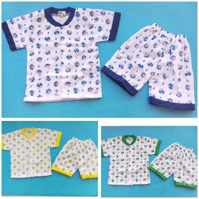 Setelan Baju Pendek full print 0-3 bulan