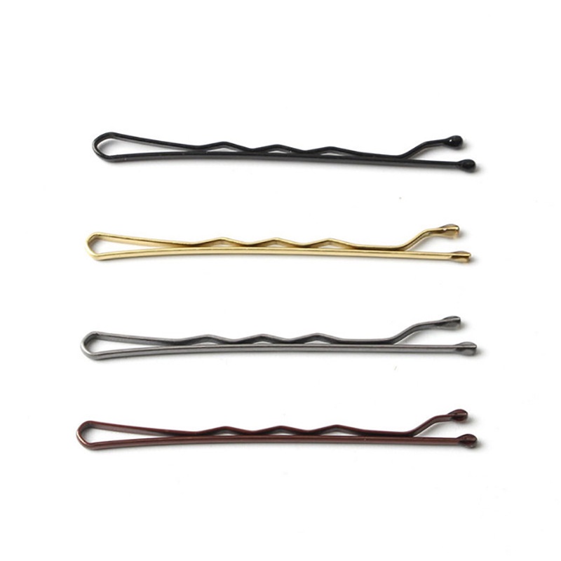 50pcs / Set Jepit Rambut Bobby Pin Bentuk U Bergelombang Bahan Alloy Tebal Warna Emas Perak Coklat Untuk Wanita