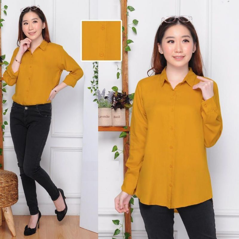 PROMO KEMEJA/ATASAN/BLOUSE RAYON TWILL POLOS JUMBO