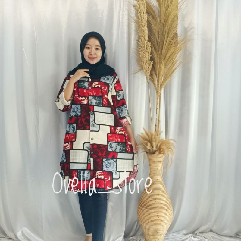 (SERI D) TUNIK KATUN LINEN/RAMI MODEL KEMEJA