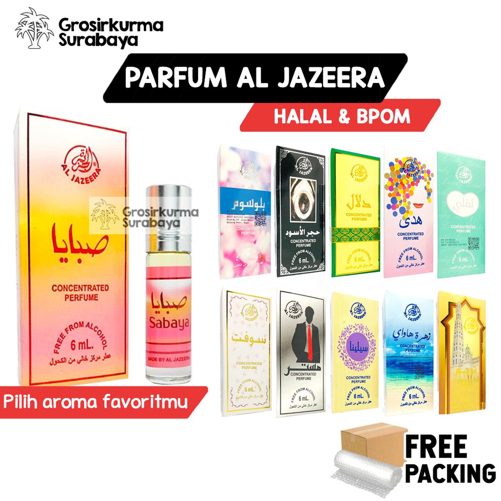 ORIGINAL BPOM Parfum Arab Al Jazeera Non Alkohol Roll On 6ml Halal Minyak Wangi Sholat Rehab Misk Kasturi