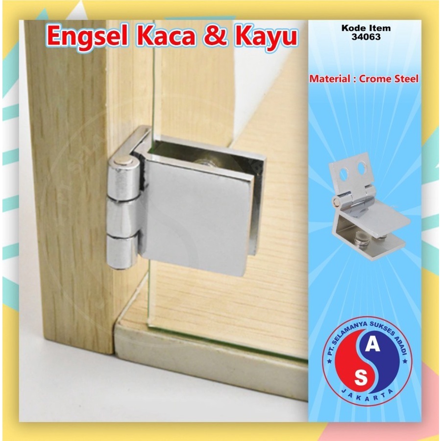 Engsel Jepit KACA ke KAYU / Engsel Pintu Kaca Lemari Etalase winston