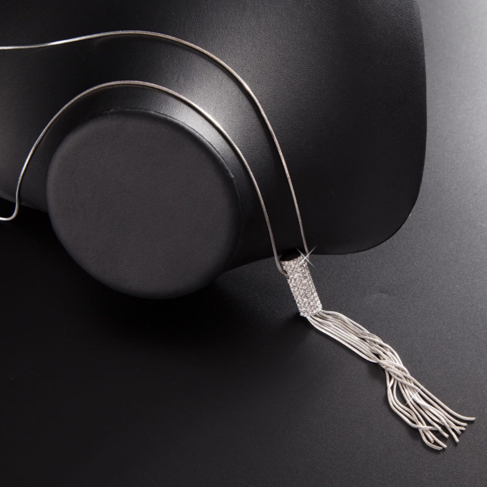 Hu Hu Hu Hu Hu Alat Bantu Pasang Kacamata♡ Kalung Rantai Panjang Dengan Liontin Bentuk Silinder Bahan Cubic Zircon Untuk Wanita