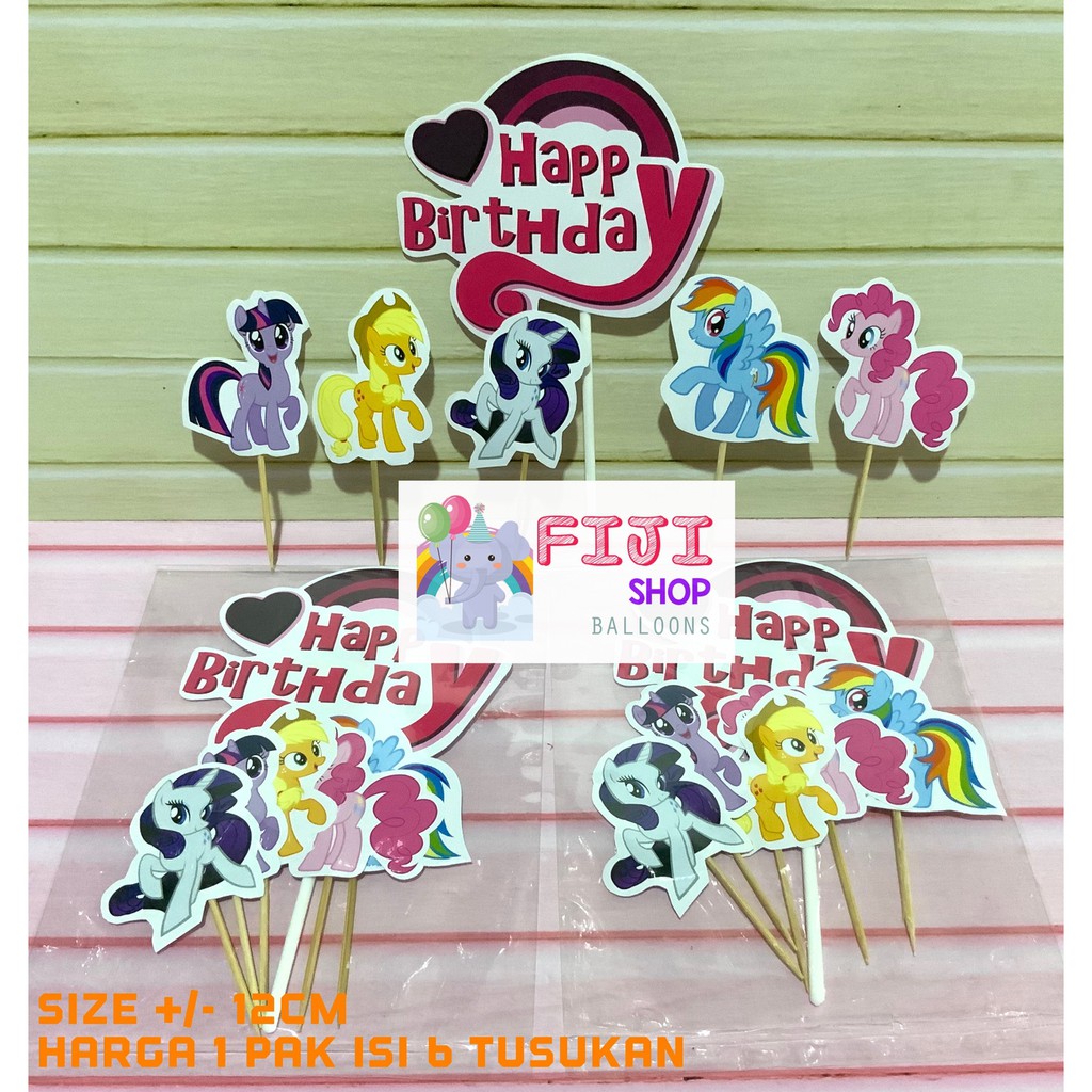 Cake Topper Little Pony Set / Hiasan Kue Ultah / Topper CupCake Karakter LittlePony