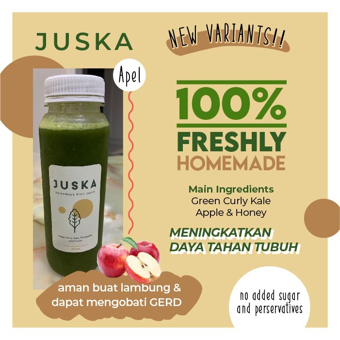 

Jus Segar Kale + Apel + Madu 1 Liter / 500 ml / 250 ml by JUSKA