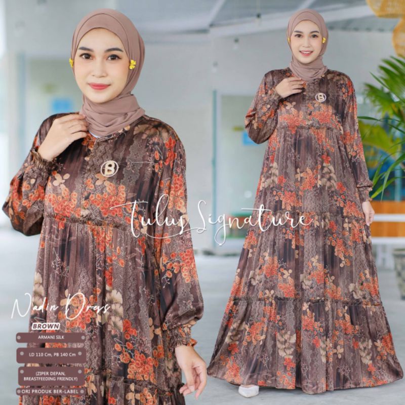 NADIN DRESS BY TULUS SIGNATURE / GAMIS MOTIF MUSLIMAH / Dress wanita armani silk premium