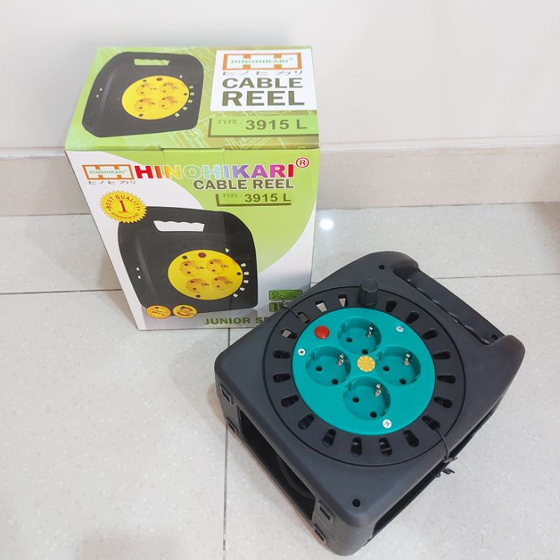 BOX KABEL GULUNG 15 METER ROLL GULUNGAN 4 LUBANG STOP KONTAK COLOKAN LISTRIK DENGAN LAMPU TANPA SAKL