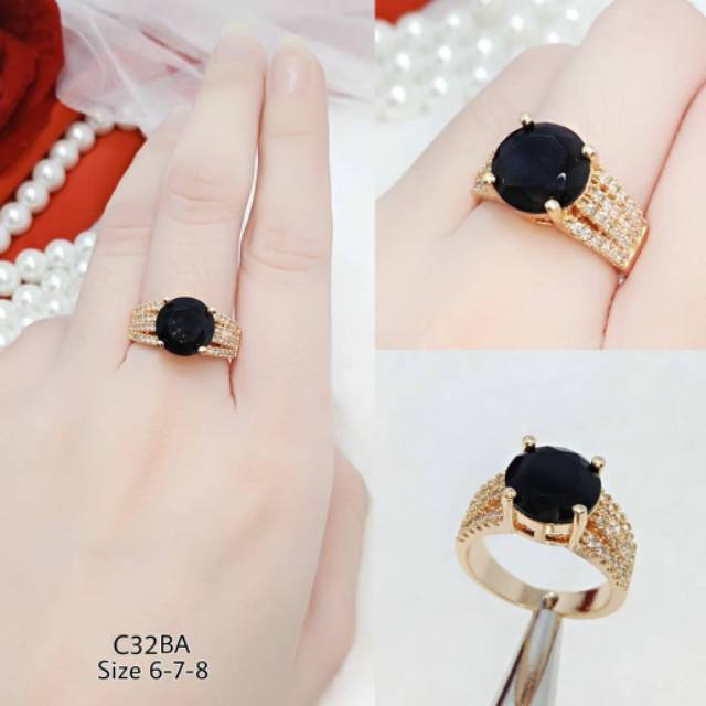 Cincin Xuping Mata Hitam/Hijau/Merah