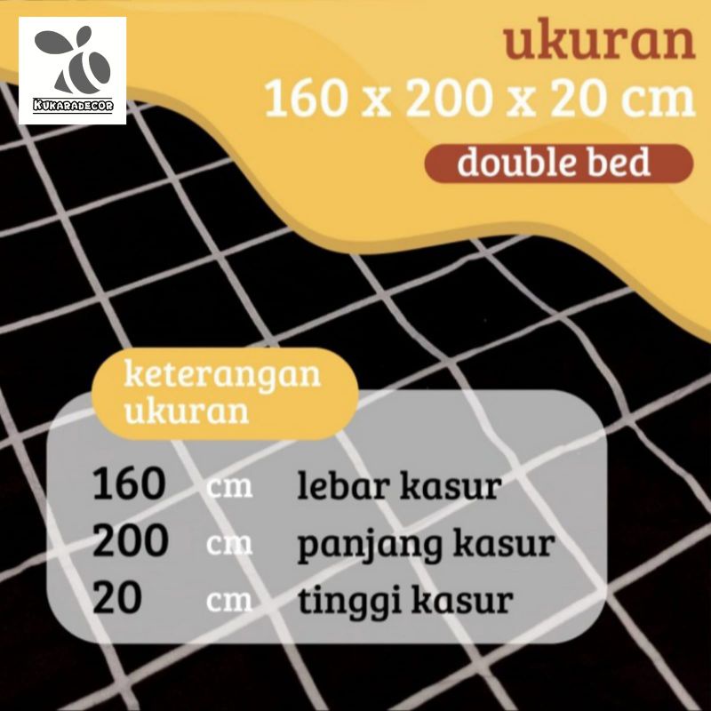 Sprei Set Plus Sarung Bantal Dan Guling Aesthetic Sprai Sprey Astetik Kotak Hitam Putih Motif Black Squre Monokrom / King / Double / Single / Ukur 90 100 120 Kamar Kos