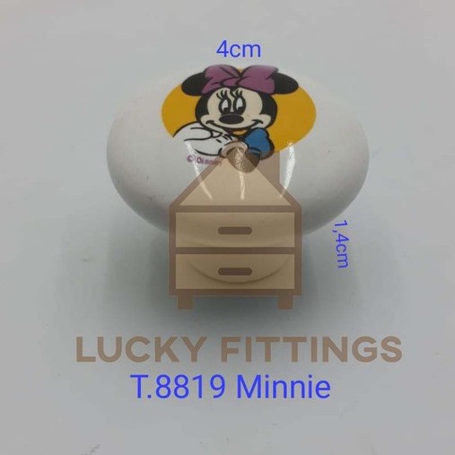 Tarikan 8819 / Handle Laci Lemari Anak Mouse Bulat Putih Lucu Gagang Nakas Keramik