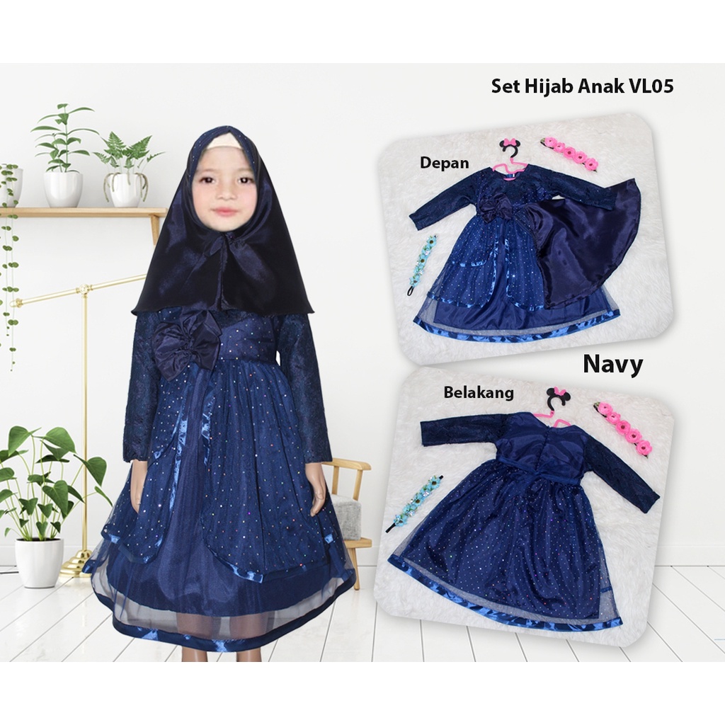 Hijab VL 05 - 07 KIDS/Promo Baju Muslim Anak Best Seller / Gaun Pesta Anak Murah/ Baju Ngaji