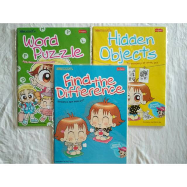 Buku aktivitas anak seri Miiko word puzzl, maze, find the difference dan hidden obejcts