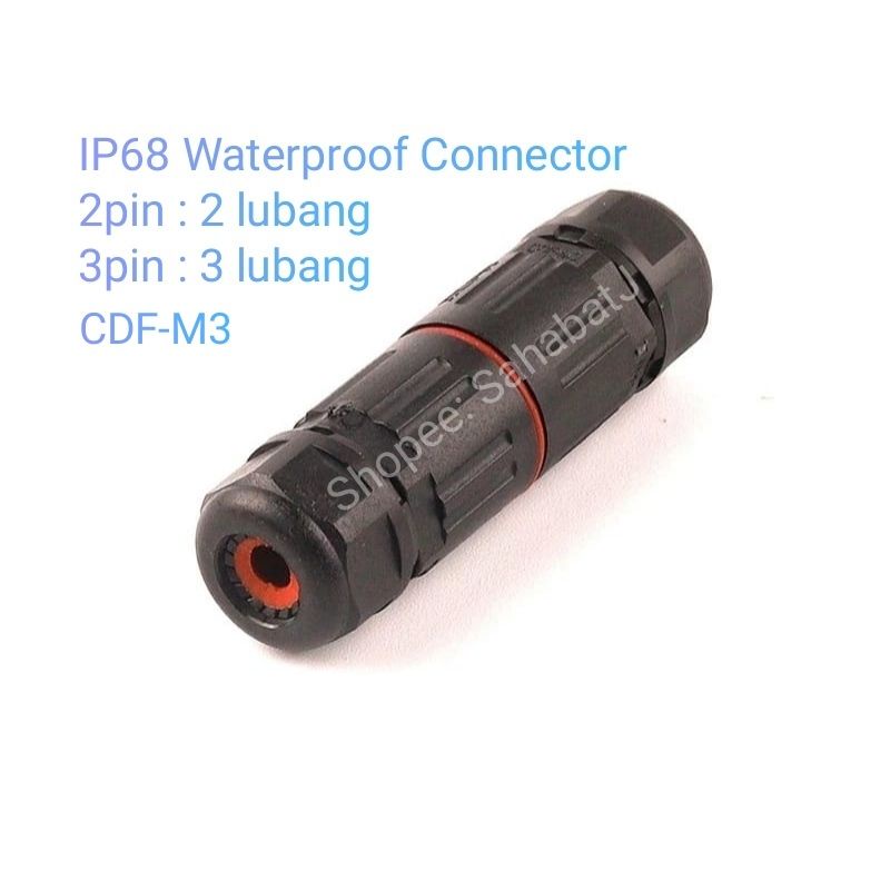 IP68 Waterproof Wire Connector Sambungan Kabel Tahan Konektor Air Anti Air 2 Pin 3 pin CDF-M3