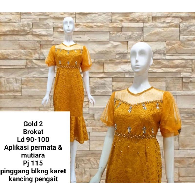 Dress Putih Duyung Brukat mode 18 payet mewah putih biru muda