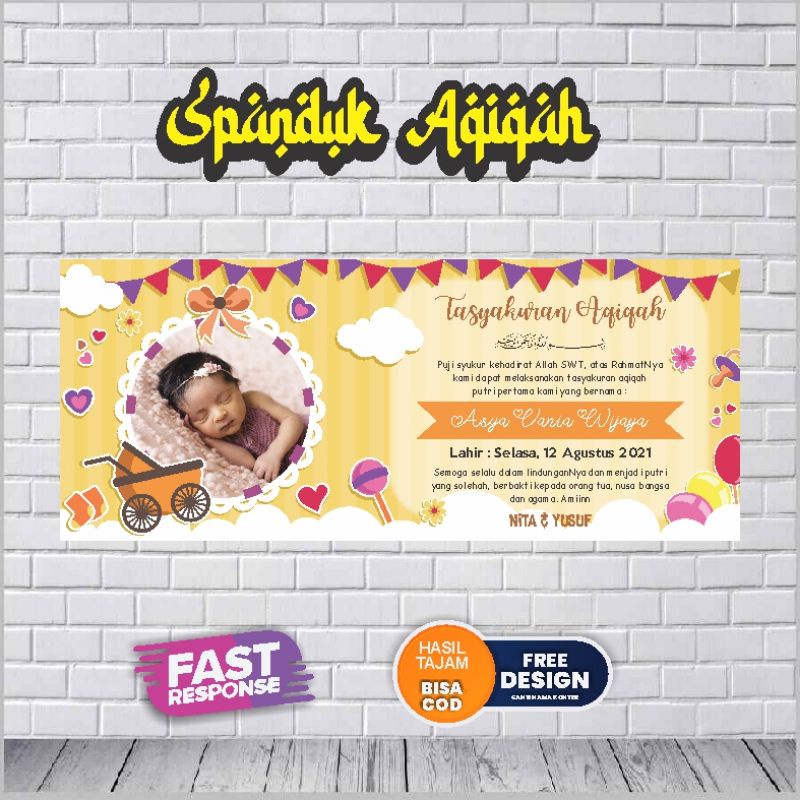 Leeopard Baner Spanduk Aqiqoh Anak Custom / Spanduk Ucapan Nikahan Sunatan Bisa Custom