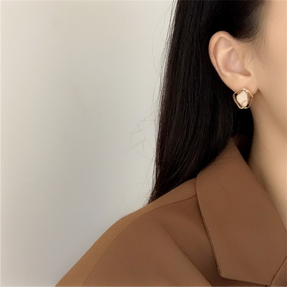 Anting Stud S925 Bentuk Geometris Tidak Teratur Warna-Warni Untuk Wanita