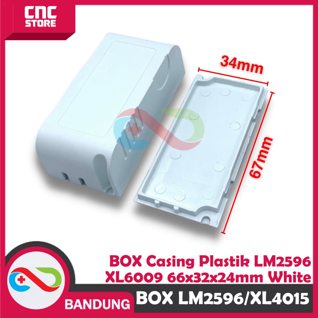 BOX CASING PLASTIK DC CONVERTER STEP UP DOWN LM2596 XL6009 66X32X24MM WHITE