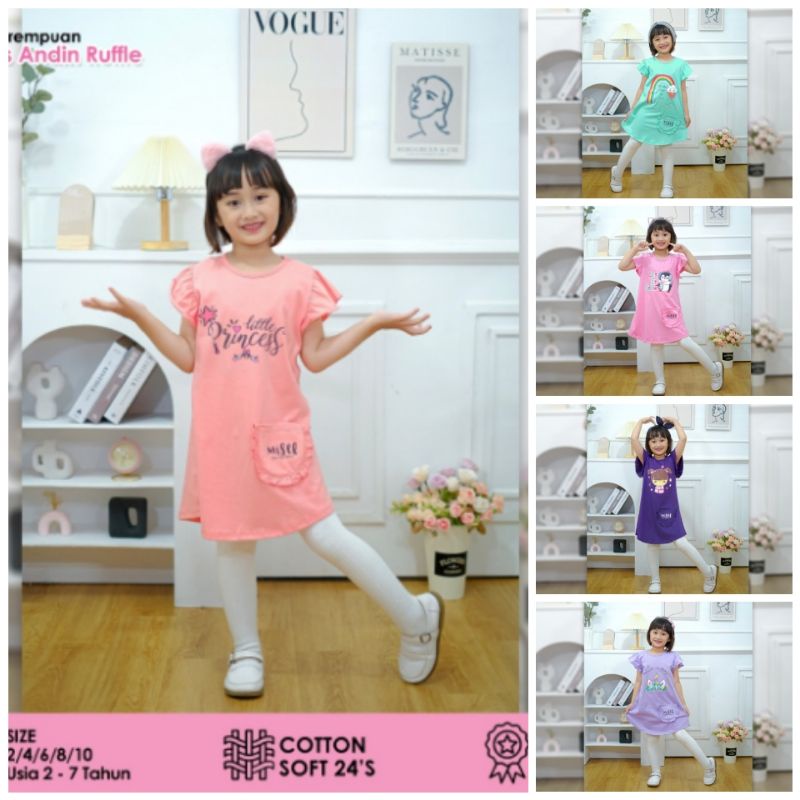 Daster Anak Perempuan 1-8 Tahun, Dress Kaos Midi Anak Cewek