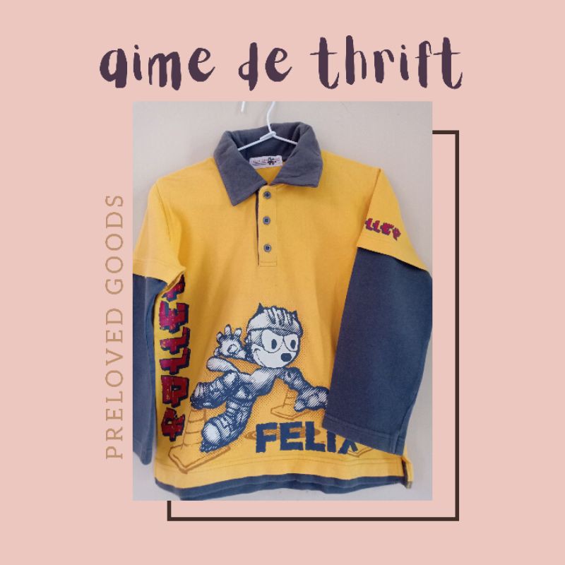 Preloved Baju Anak Felix The Cat Abu-Kuning Original