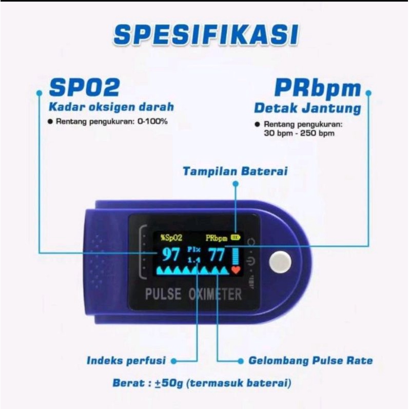 Oxymeter Pulse Fingertip - Fingertip Pulse Oxymeter Alat Pengukur Kadar Oksigen Spo2