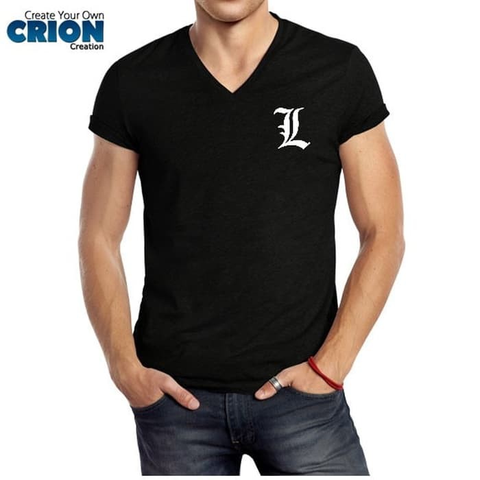 Kaos Deathnote - Deathnote L Logo V-Neck - BY Crion