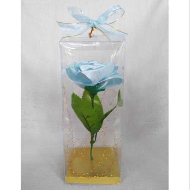 Rose Box (Biru Muda) / Mawar Pita Satin / Souvernir Pernikahan