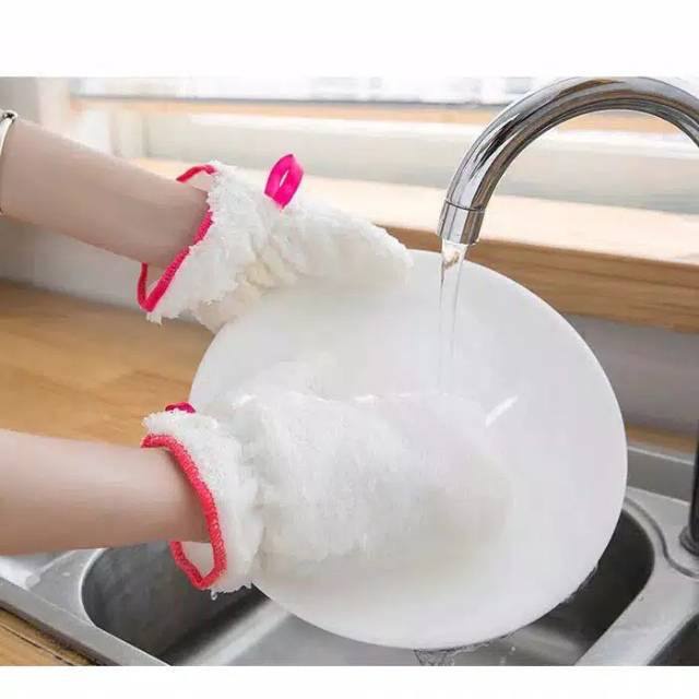 JT - Sarung Tangan Cuci Piring Dapur Sarung Tangan Pembersih Tahan Air / Sarung tangan cuci piring bersih kain anti / minyak anti air spon / cuci piring praktis / sarung tangan pembersih dapur / kitchen cleaning gloves