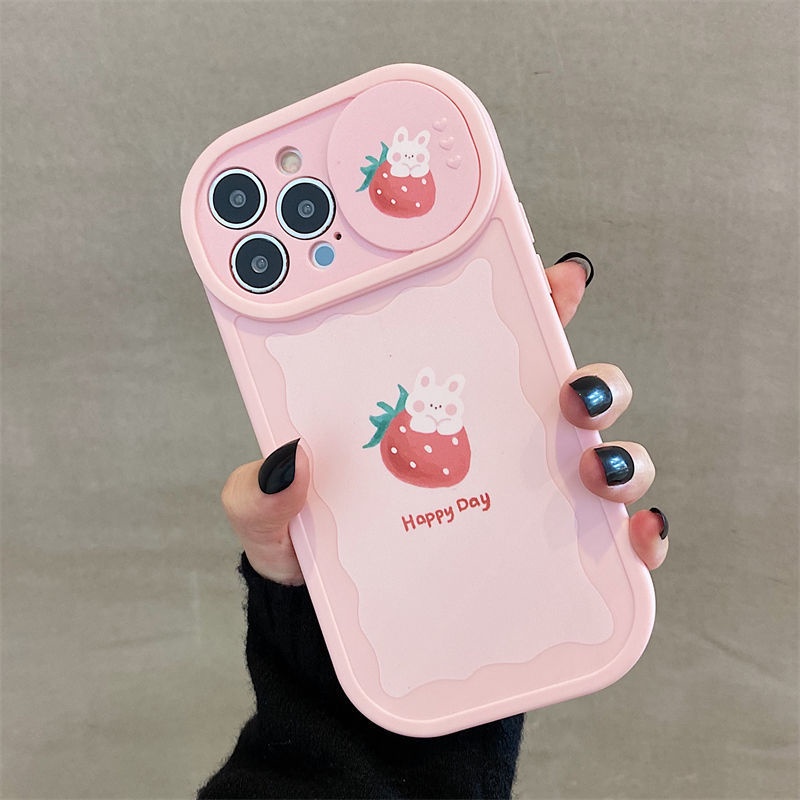 Casing iphone 12 13 11 Pro Max X Xs Max Xr Tko5 Motif Alpukat Strawberry Dengan Jendela Geser