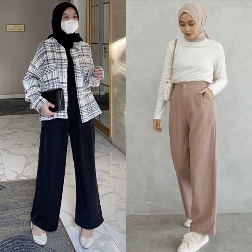 1KG MUAT 4PCS | YUKA SLIM KULOT HIGHWAIST LINEN LEA CULLOTES SEOUL KULOT CELANA PANJANG HITS OOTD SELEBGRAM